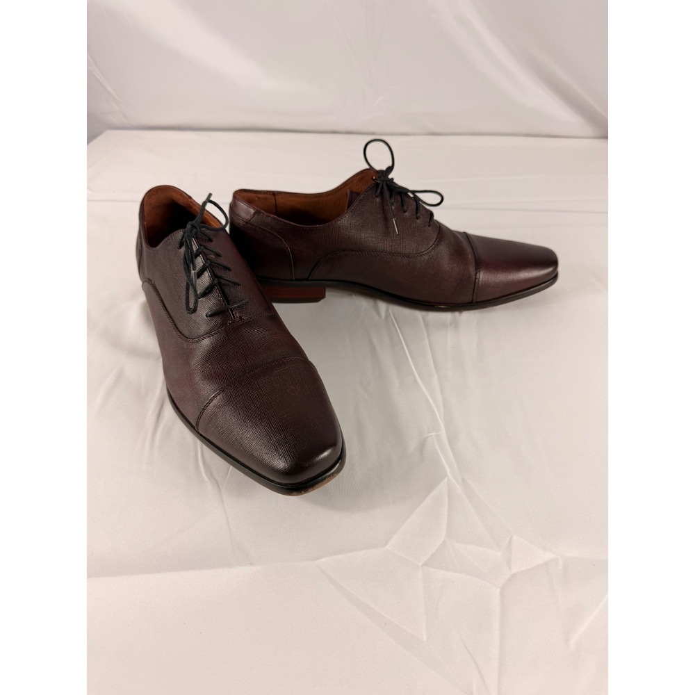 Florsheim Cap Toe Oxford Shoes 11D Burgundy Textured‎ Leather 15175-501